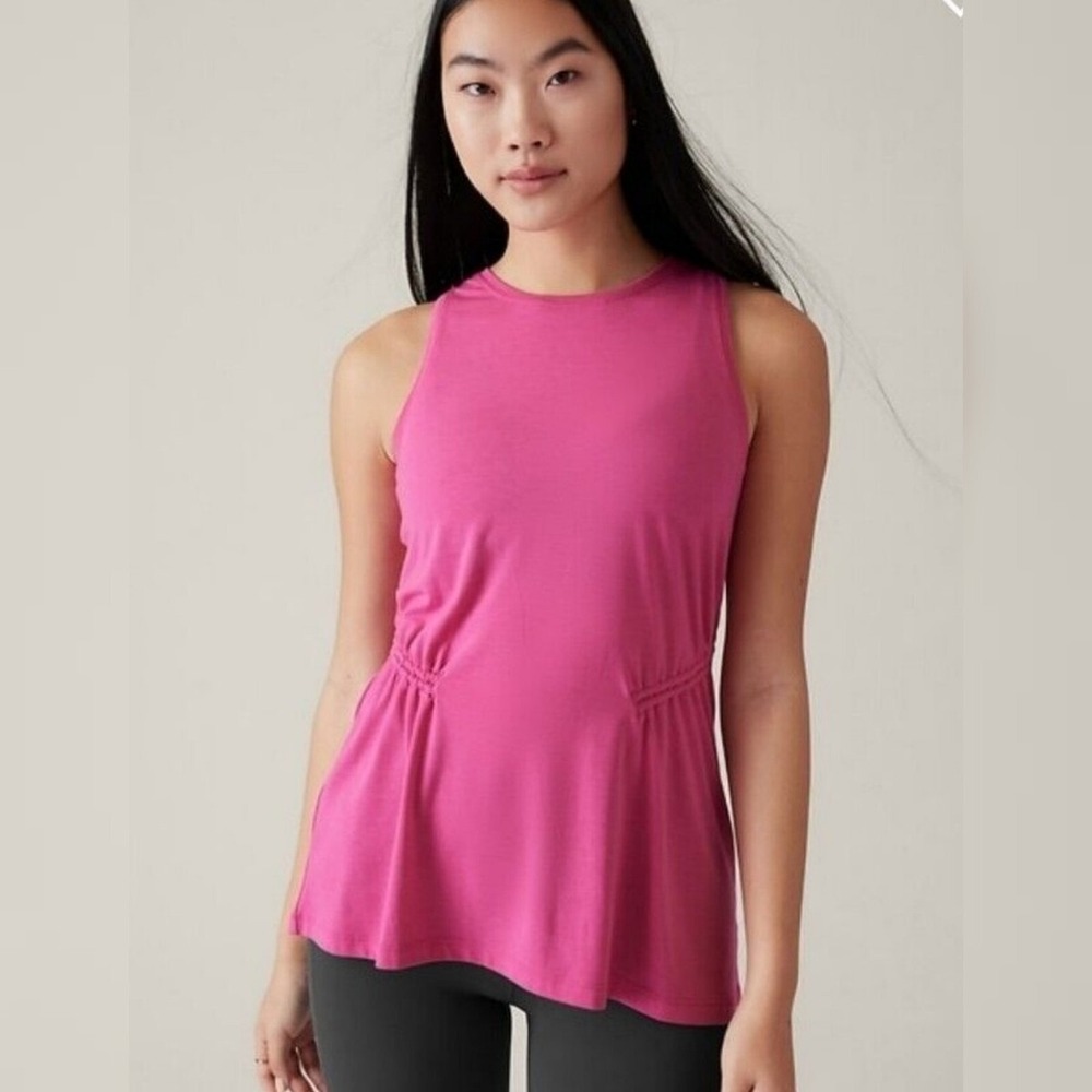 Athleta Air Out Cinch Tank Top Pink Women's XS NWT Ruched Workout Athletic Yoga